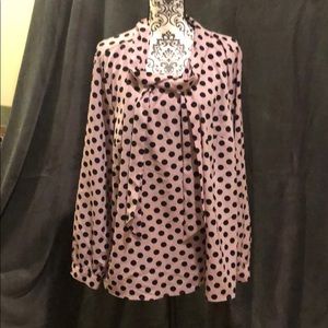 Pink & black polka dot blouse